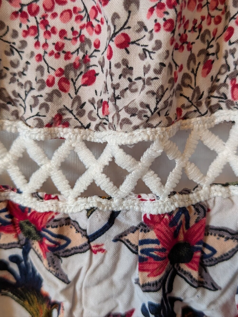 💕SALE💕Solitaire Floral Tiered Cotton Maxi Skirt Pink & White Long Boho Gypsie - Picture 3 of 6